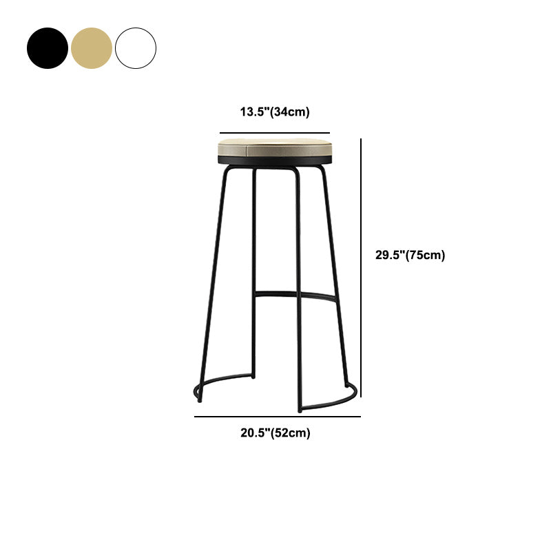 Scandinavian Round Indoor Bar Stool Faux Leather Backless Footrest Bar Stool