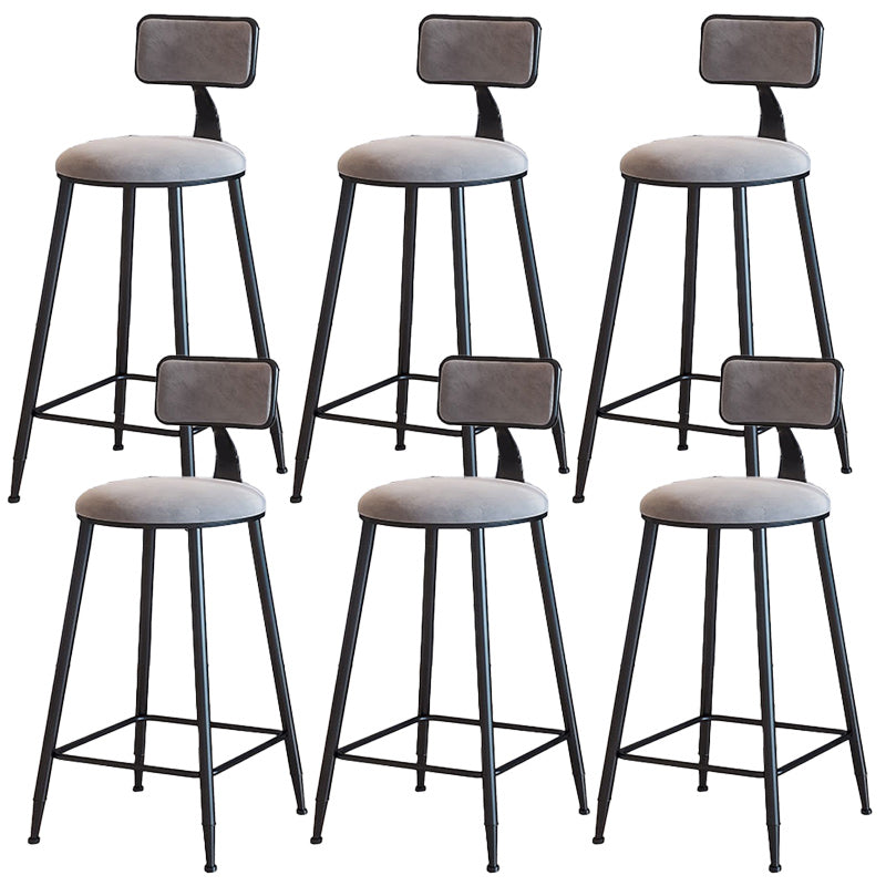 Modern Armless Backrest Counter Stool Iron Dining Room Bar Stool with Cushion