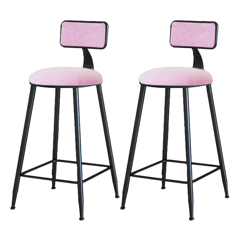 Modern Armless Backrest Counter Stool Iron Dining Room Bar Stool with Cushion