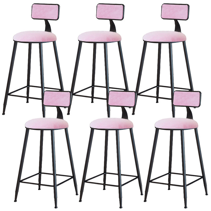 Modern Armless Backrest Counter Stool Iron Dining Room Bar Stool with Cushion
