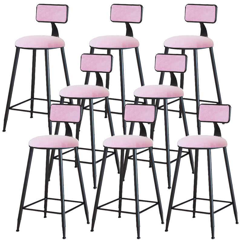 Modern Armless Backrest Counter Stool Iron Dining Room Bar Stool with Cushion