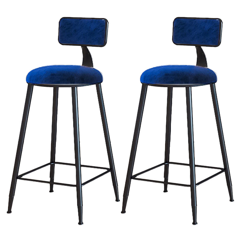 Modern Armless Backrest Counter Stool Iron Dining Room Bar Stool with Cushion