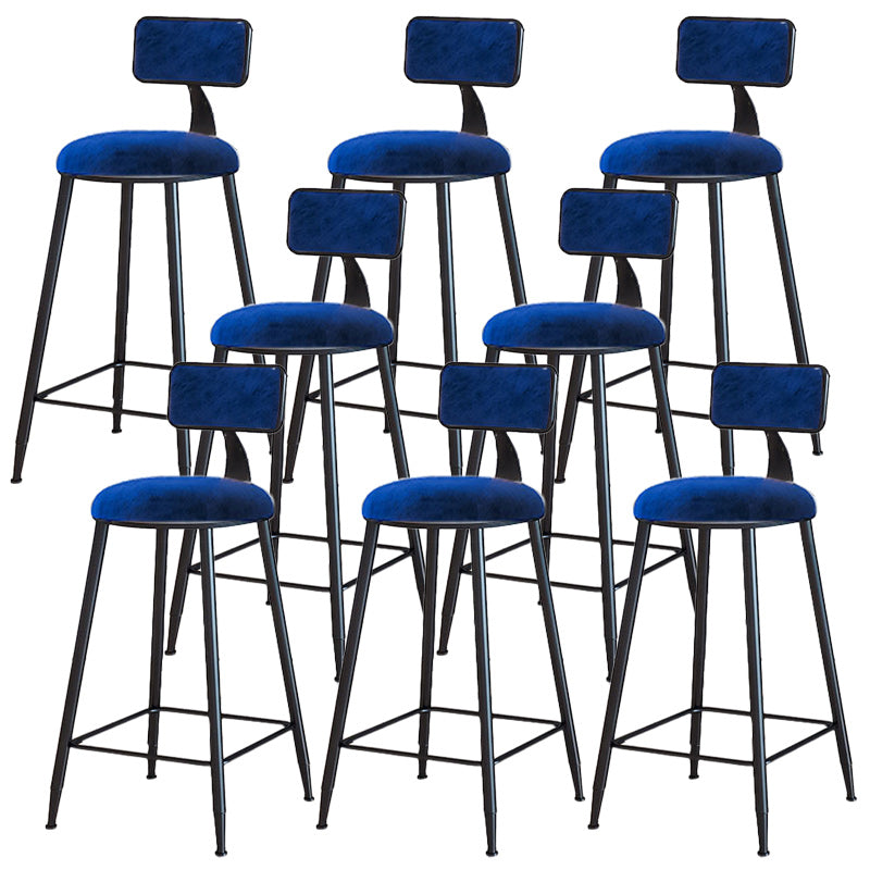 Modern Armless Backrest Counter Stool Iron Dining Room Bar Stool with Cushion