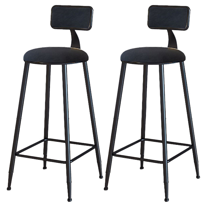 Modern Armless Backrest Counter Stool Iron Dining Room Bar Stool with Cushion