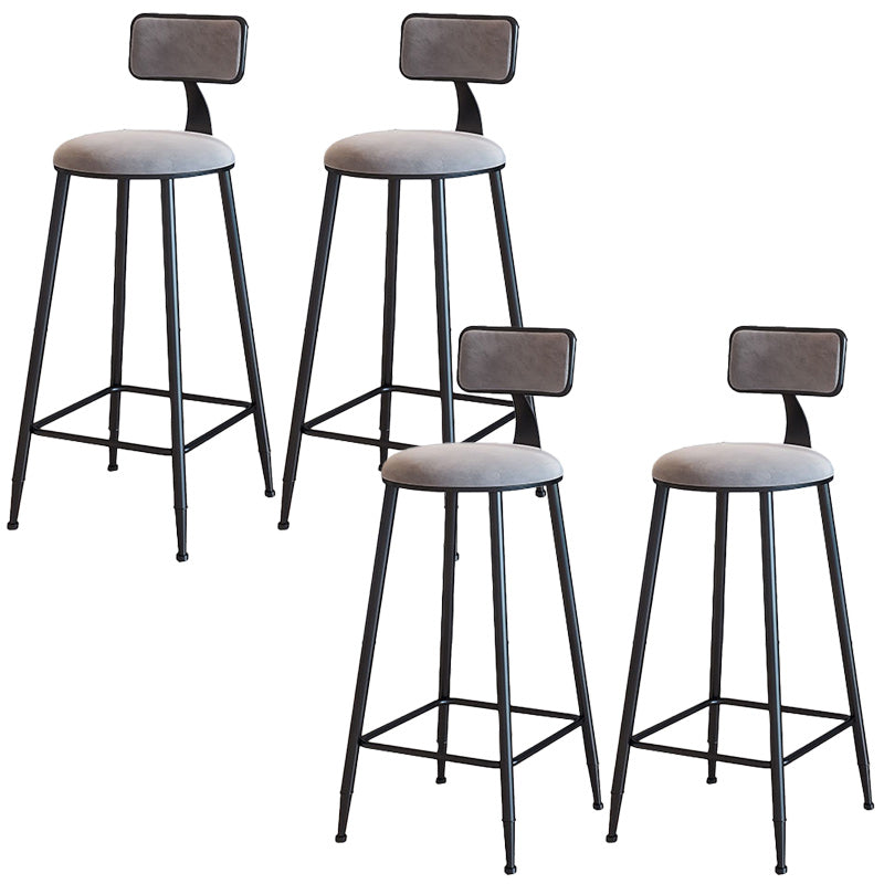Modern Armless Backrest Counter Stool Iron Dining Room Bar Stool with Cushion
