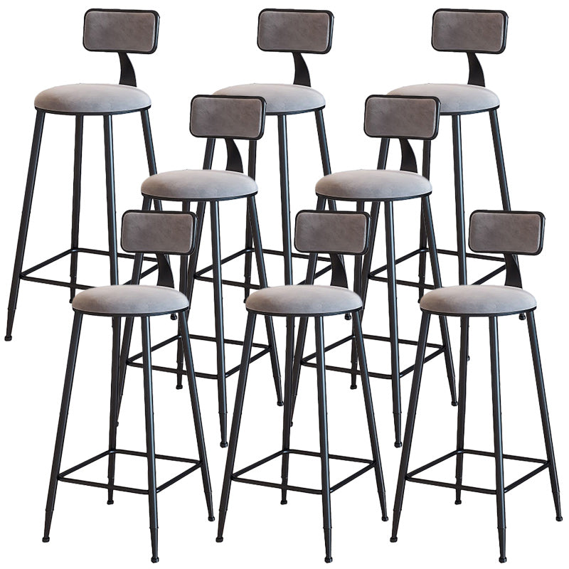 Modern Armless Backrest Counter Stool Iron Dining Room Bar Stool with Cushion