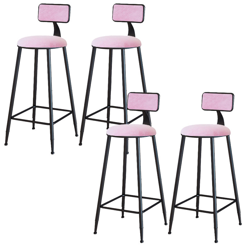 Modern Armless Backrest Counter Stool Iron Dining Room Bar Stool with Cushion
