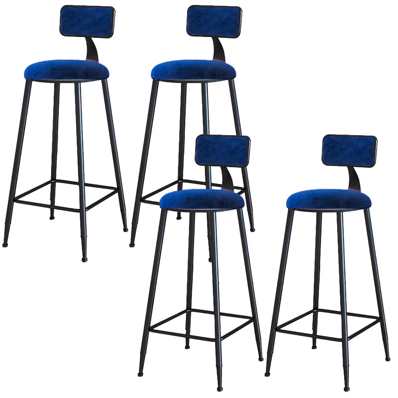 Modern Armless Backrest Counter Stool Iron Dining Room Bar Stool with Cushion