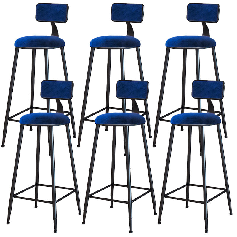 Modern Armless Backrest Counter Stool Iron Dining Room Bar Stool with Cushion