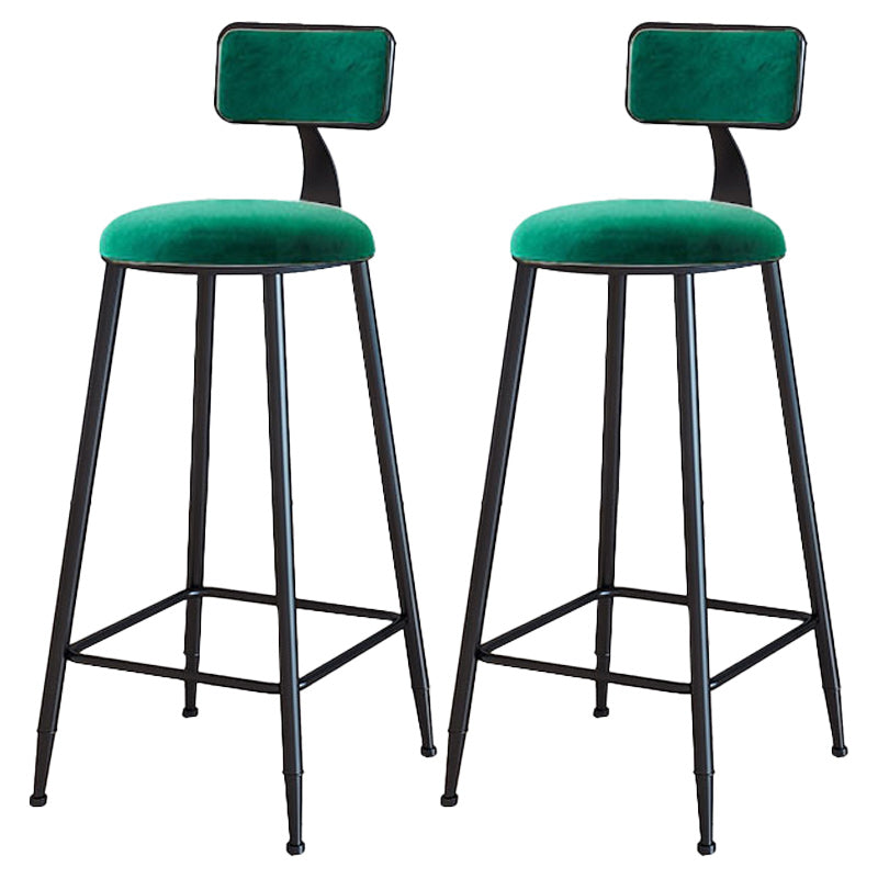 Modern Armless Backrest Counter Stool Iron Dining Room Bar Stool with Cushion