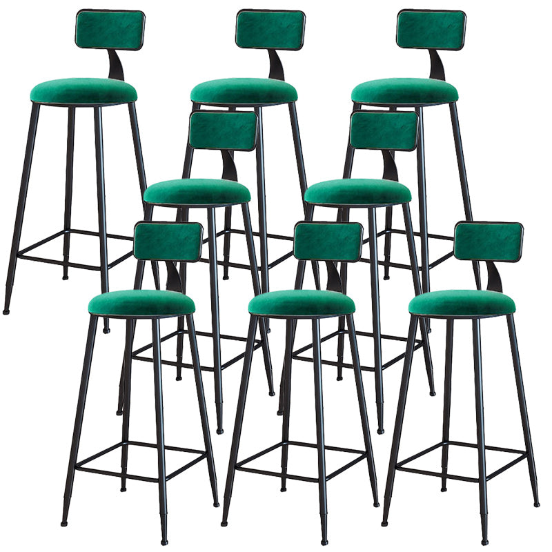Modern Armless Backrest Counter Stool Iron Dining Room Bar Stool with Cushion