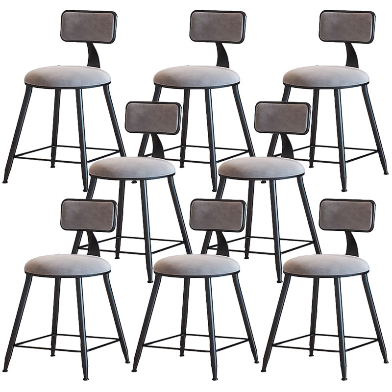 Modern Armless Backrest Counter Stool Iron Dining Room Bar Stool with Cushion