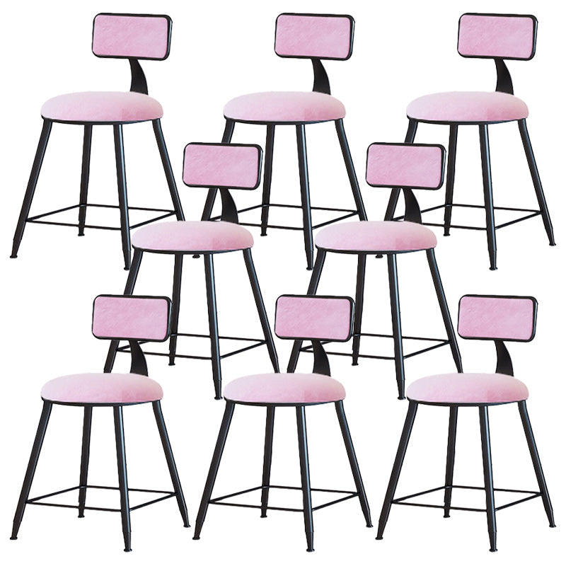Modern Armless Backrest Counter Stool Iron Dining Room Bar Stool with Cushion