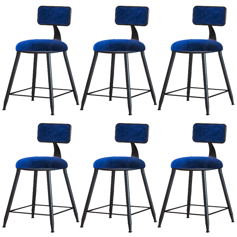Modern Armless Backrest Counter Stool Iron Dining Room Bar Stool with Cushion