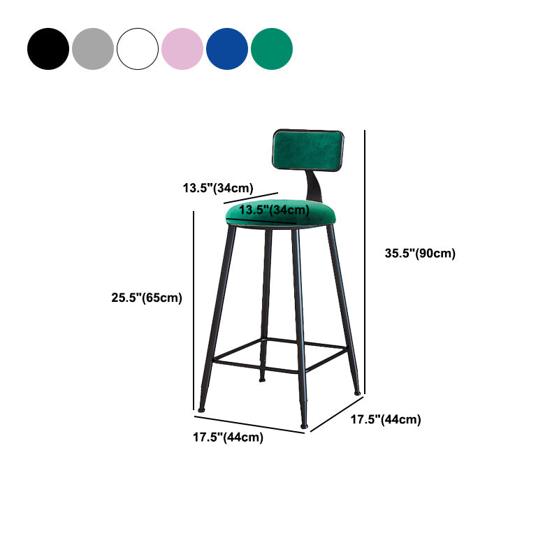 Modern Armless Backrest Counter Stool Iron Dining Room Bar Stool with Cushion