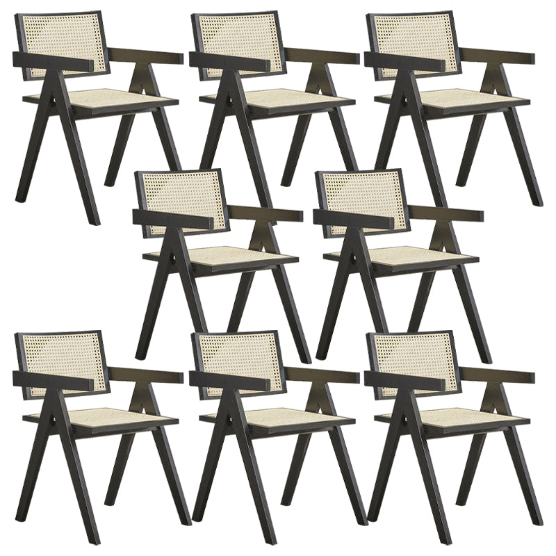 Modern Rattan Dining Chair Open Back Dining Side Furniture in Matte Finish for Brasserie