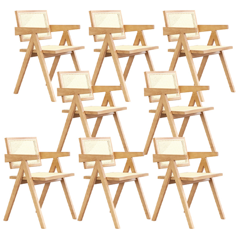 Modern Rattan Dining Chair Open Back Dining Side Furniture in Matte Finish for Brasserie