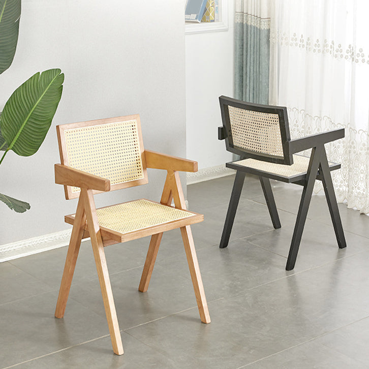 Modern Rattan Dining Chair Open Back Dining Side Furniture in Matte Finish for Brasserie