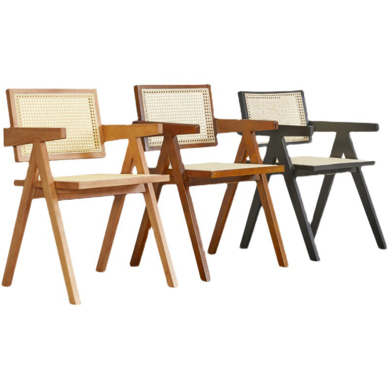 Modern Rattan Dining Chair Open Back Dining Side Furniture in Matte Finish for Brasserie