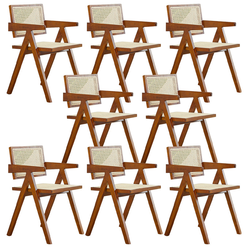 Modern Rattan Dining Chair Open Back Dining Side Furniture in Matte Finish for Brasserie