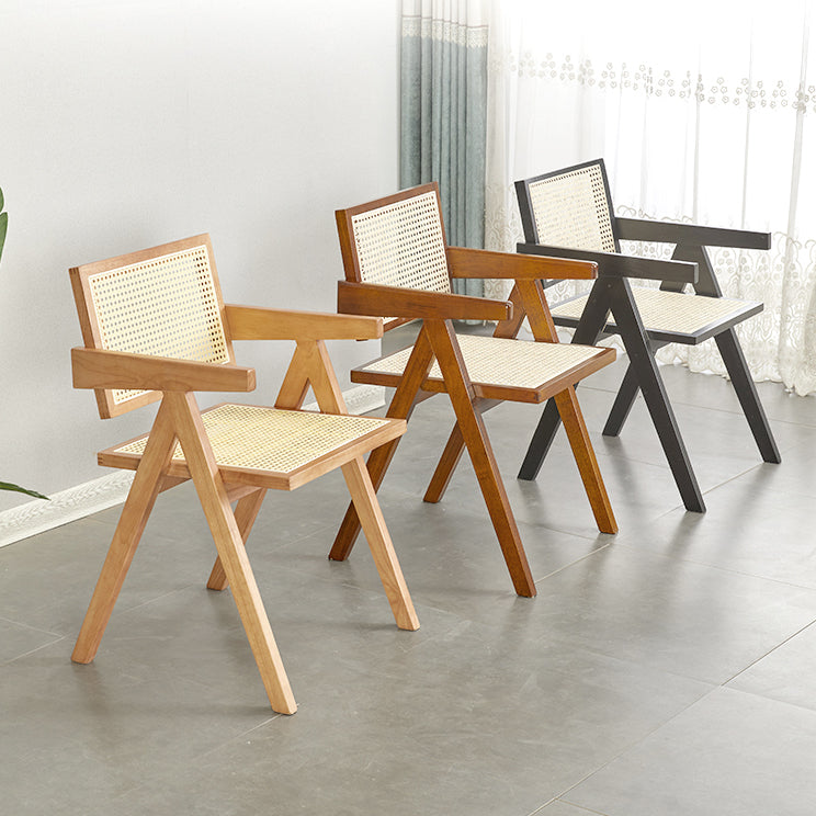 Modern Rattan Dining Chair Open Back Dining Side Furniture in Matte Finish for Brasserie