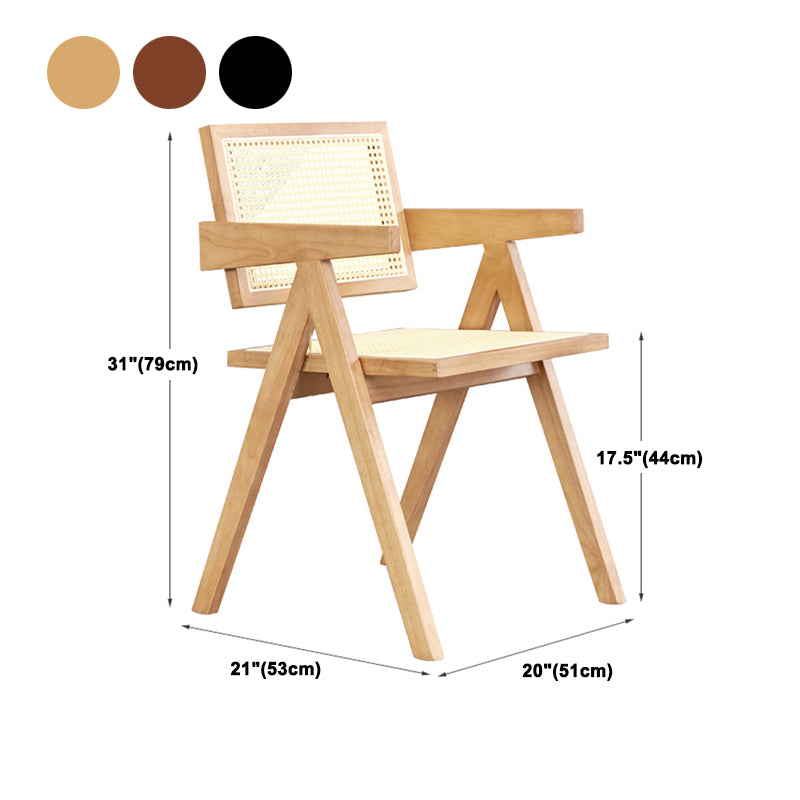 Modern Rattan Dining Chair Open Back Dining Side Furniture in Matte Finish for Brasserie