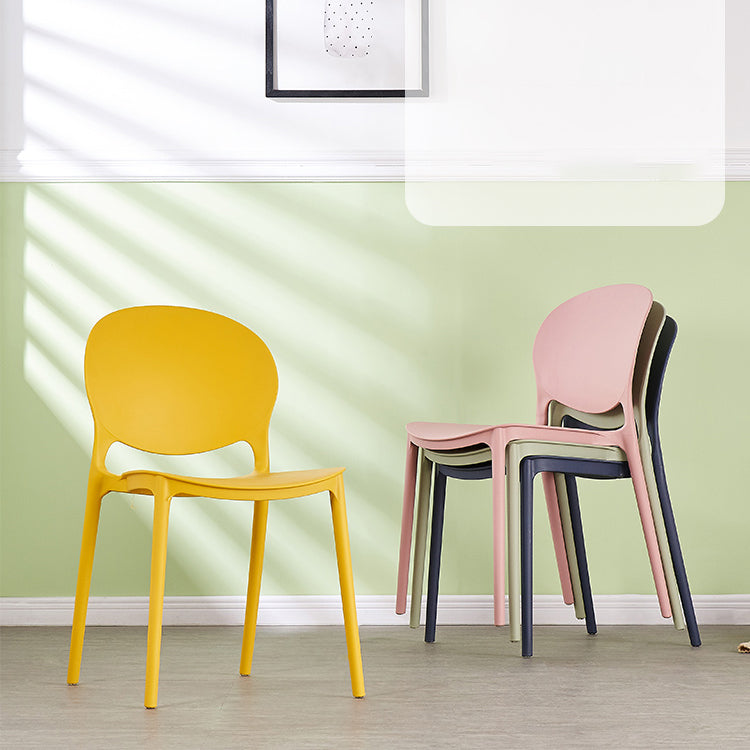 Modern Plastic Chair Kitchen Open Back Dining Side Furniture in Matte Finish