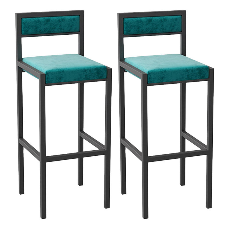 Modern Armless Backrest Counter Stool Iron Dining Room Bar Stool with Velvet Cushion