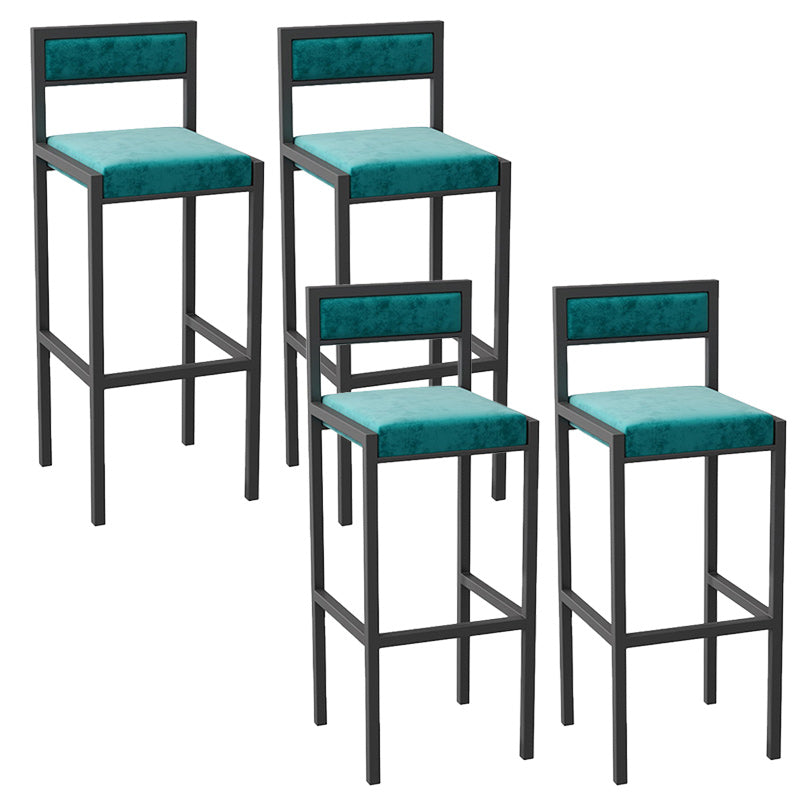 Modern Armless Backrest Counter Stool Iron Dining Room Bar Stool with Velvet Cushion