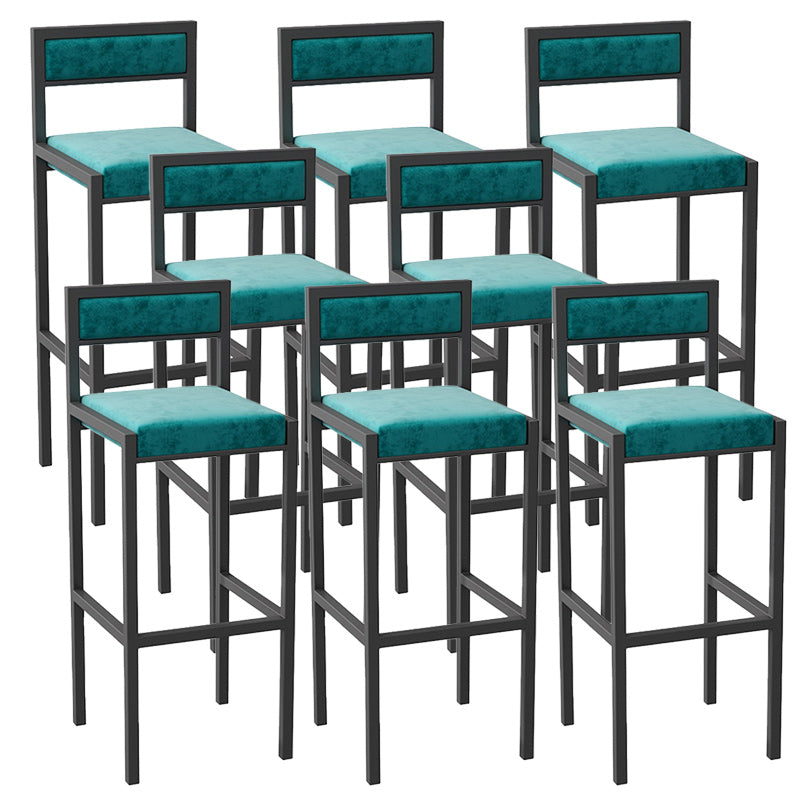 Modern Armless Backrest Counter Stool Iron Dining Room Bar Stool with Velvet Cushion