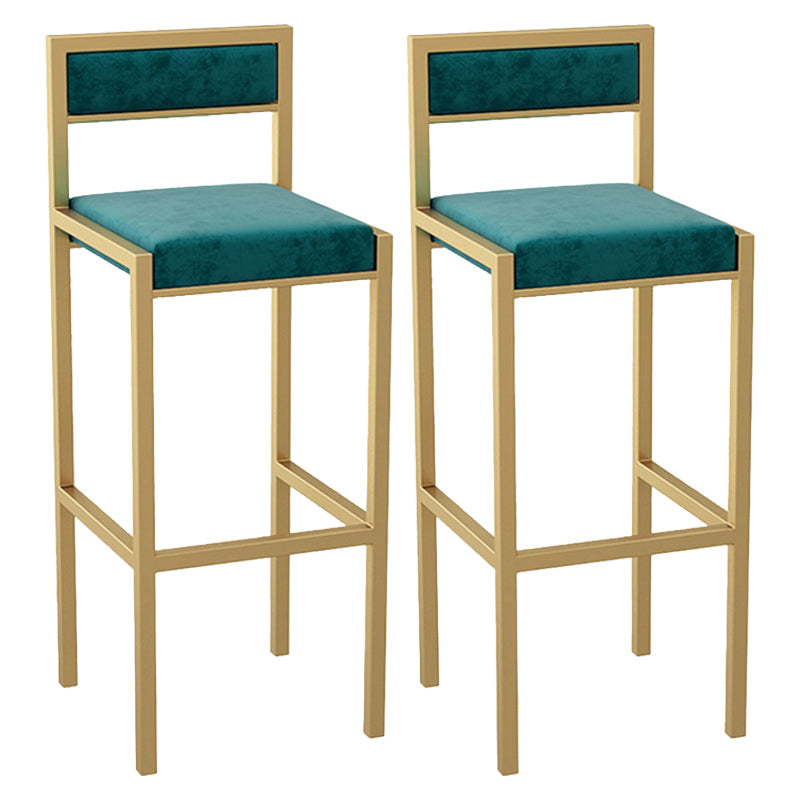 Modern Armless Backrest Counter Stool Iron Dining Room Bar Stool with Velvet Cushion
