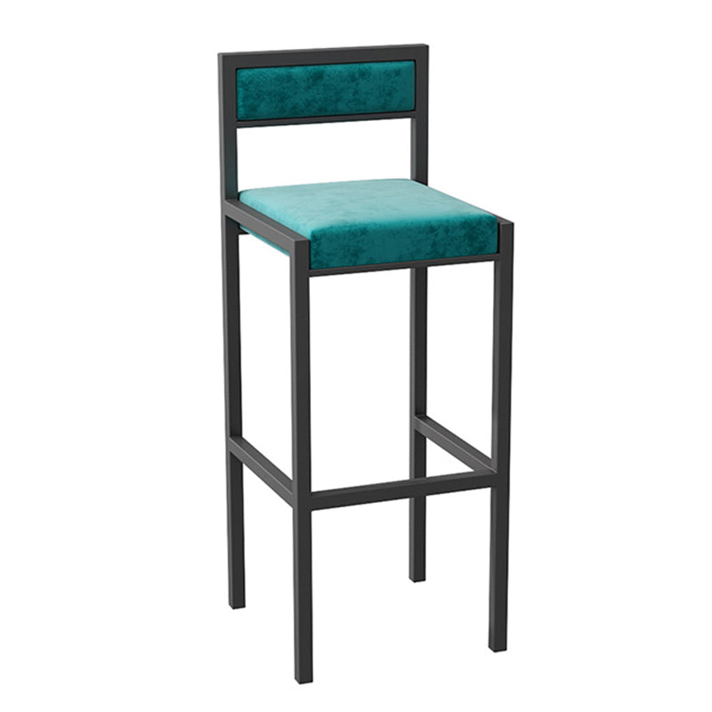 Modern Armless Backrest Counter Stool Iron Dining Room Bar Stool with Velvet Cushion