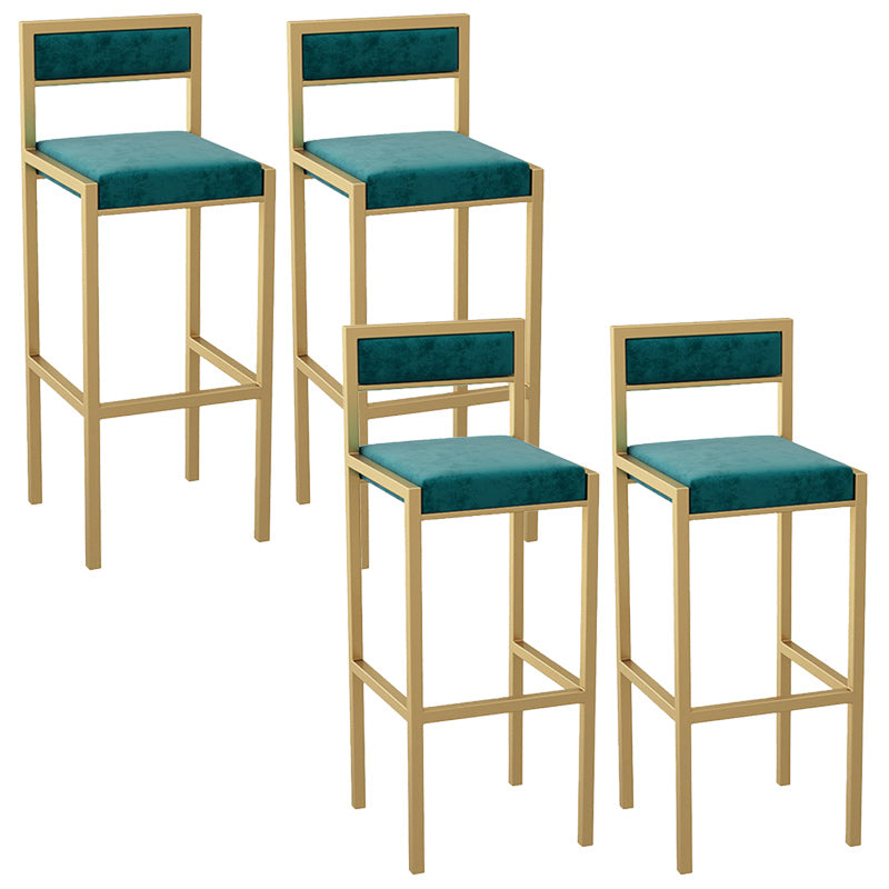 Modern Armless Backrest Counter Stool Iron Dining Room Bar Stool with Velvet Cushion