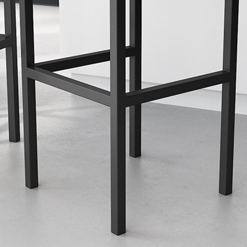 Modern Armless Backrest Counter Stool Iron Dining Room Bar Stool with Velvet Cushion