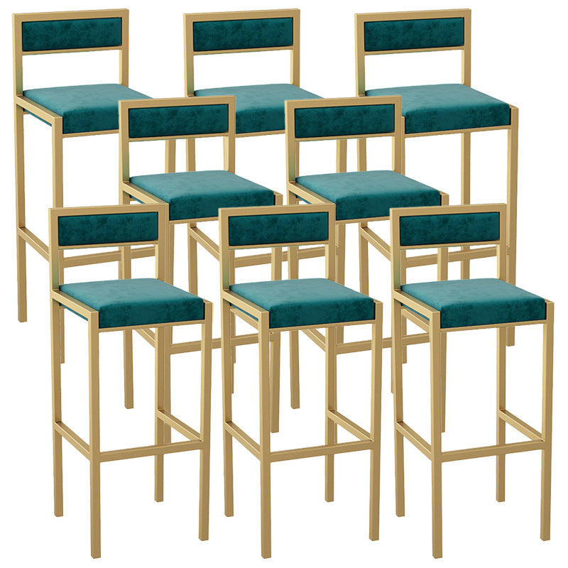 Modern Armless Backrest Counter Stool Iron Dining Room Bar Stool with Velvet Cushion