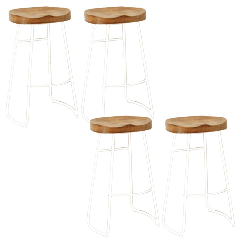 Industrial Armless Backless Counter Stool Iron Cafe Bar Stool with Wooden Seat and Pedal