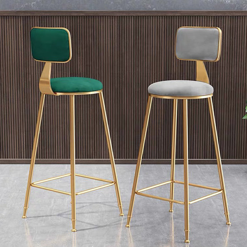 Nordic Glam Bar Stool Round Bar Stool for Home with Metal Legs