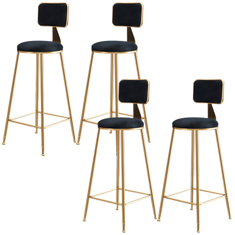 Nordic Glam Bar Stool Round Bar Stool for Home with Metal Legs