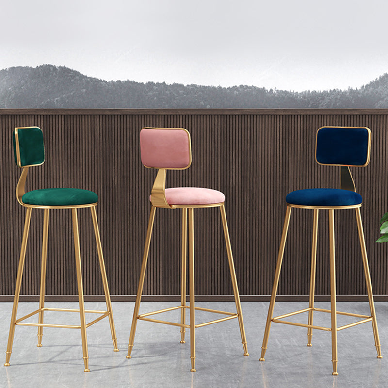 Nordic Glam Bar Stool Round Bar Stool for Home with Metal Legs