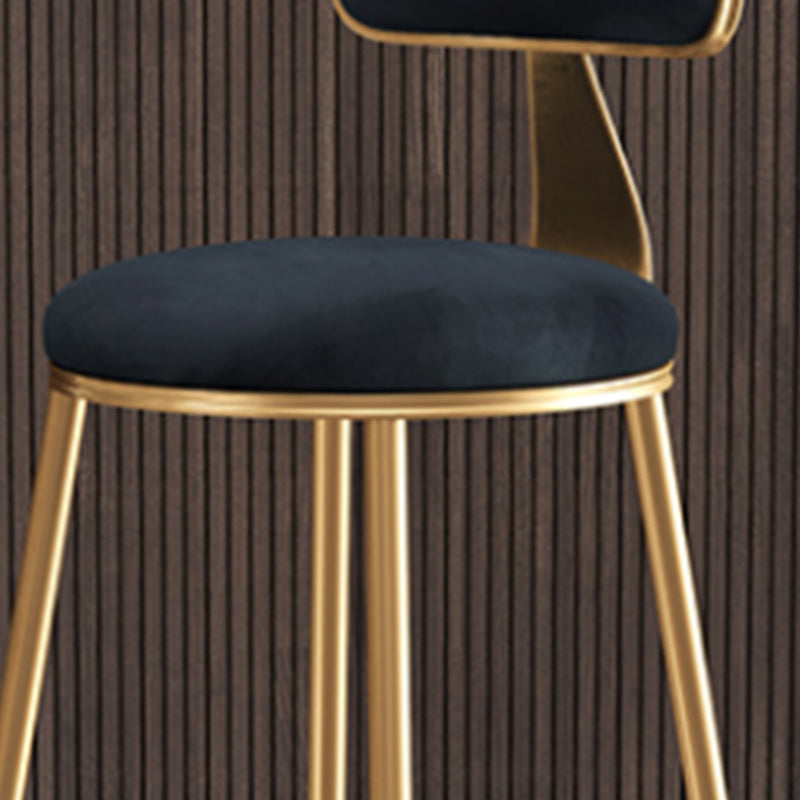 Nordic Glam Bar Stool Round Bar Stool for Home with Metal Legs