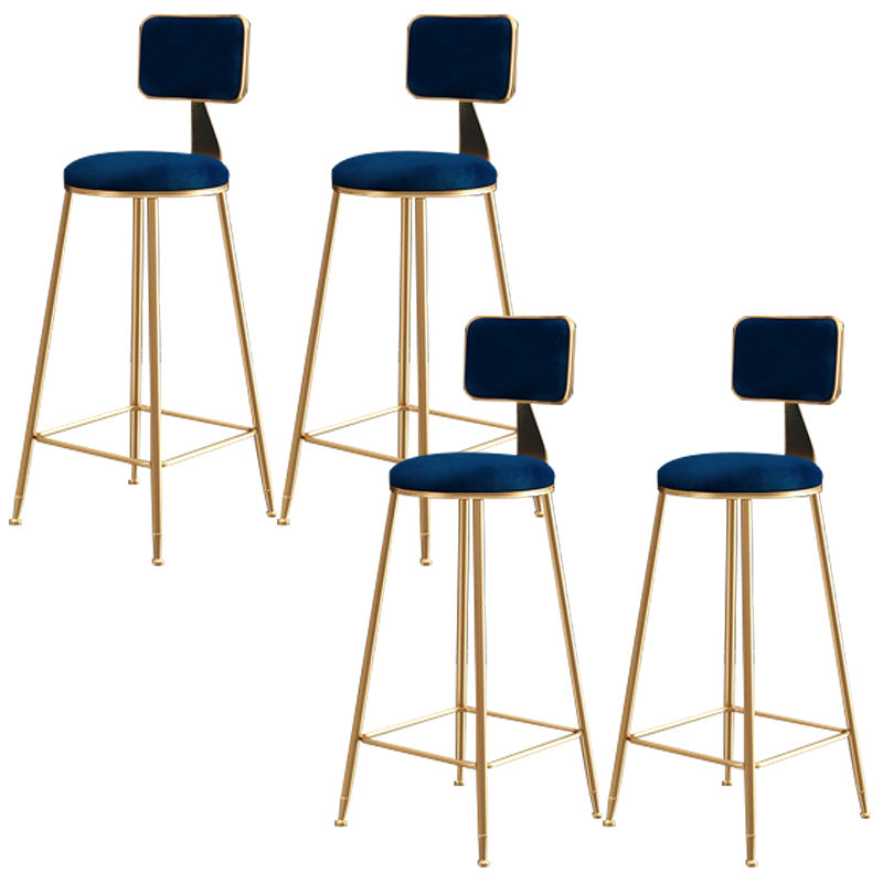 Nordic Glam Bar Stool Round Bar Stool for Home with Metal Legs