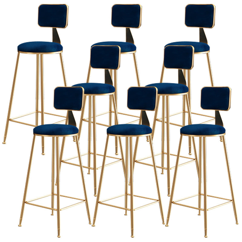 Nordic Glam Bar Stool Round Bar Stool for Home with Metal Legs