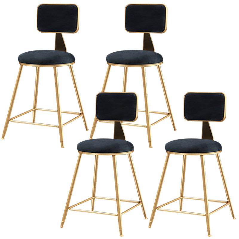 Nordic Glam Bar Stool Round Bar Stool for Home with Metal Legs
