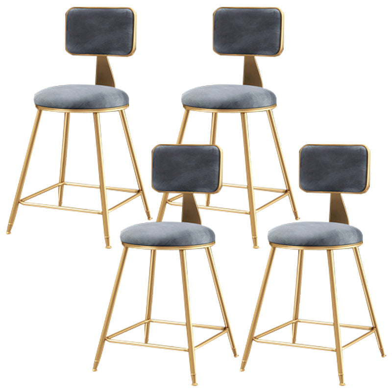 Nordic Glam Bar Stool Round Bar Stool for Home with Metal Legs