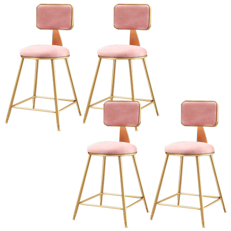 Nordic Glam Bar Stool Round Bar Stool for Home with Metal Legs