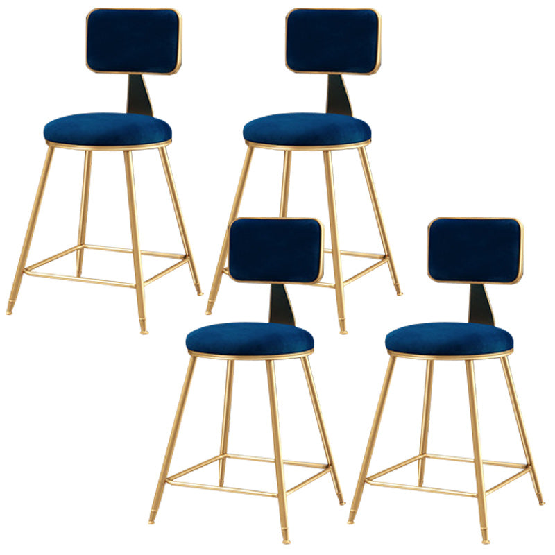 Nordic Glam Bar Stool Round Bar Stool for Home with Metal Legs
