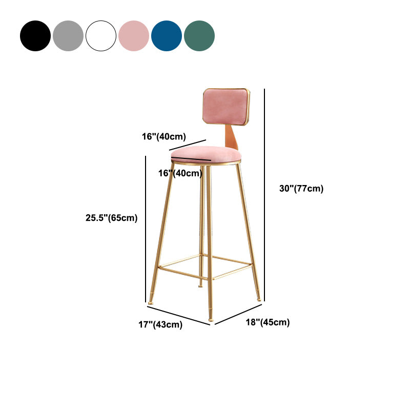 Nordic Glam Bar Stool Round Bar Stool for Home with Metal Legs