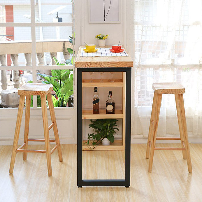 Luxury Rectangle Solid Wood Bar Table Set 1/2/3 Pieces Counter Table with Backless Stools