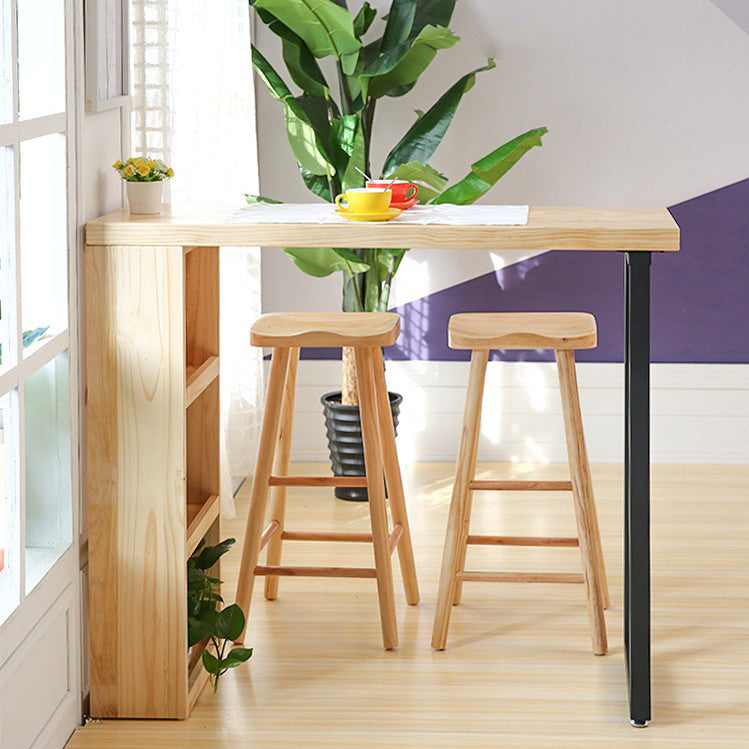 Luxury Rectangle Solid Wood Bar Table Set 1/2/3 Pieces Counter Table with Backless Stools