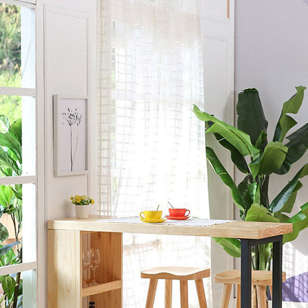 Luxury Rectangle Solid Wood Bar Table Set 1/2/3 Pieces Counter Table with Backless Stools